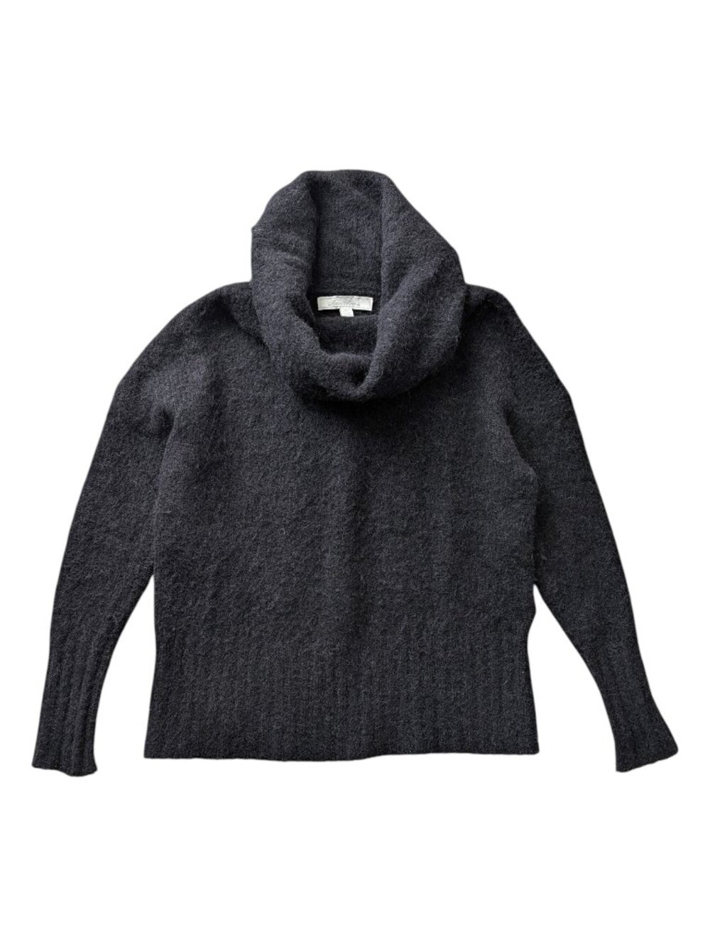 Brooks Brothers Dark Grey Cowl Neck Alpaca and Wool Brushed Sweater XXS
